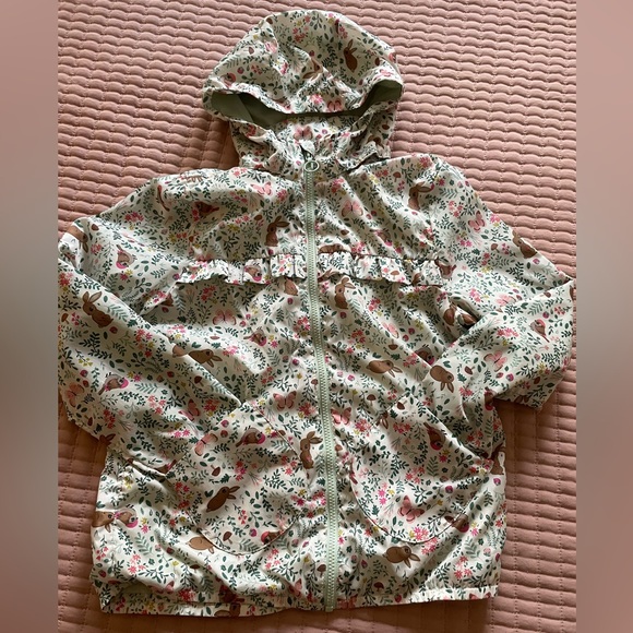 H&M Other - H&M Kids Floral and Bunny Print Windbreaker Light Jacket Removable Hood Sz 8/10